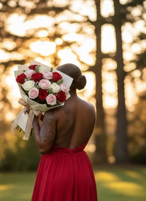 🌹Standard Red and white Roses bouquet