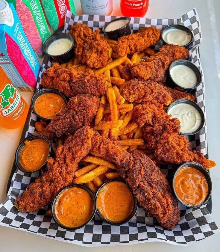 [CRISPYCHKNFRYXL] 13 Crispy Chicken Tenders & Golden Fries Feast 🍗🍟 with 9 Dipping Sauces 🌶️🥛