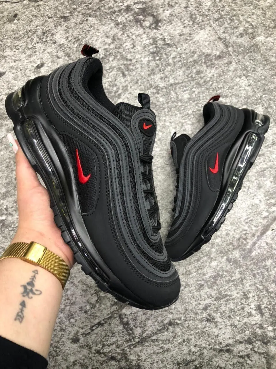 [AM97BLKRED2500KSH] Nike Air Max 97 Black with Red Swoosh 👟